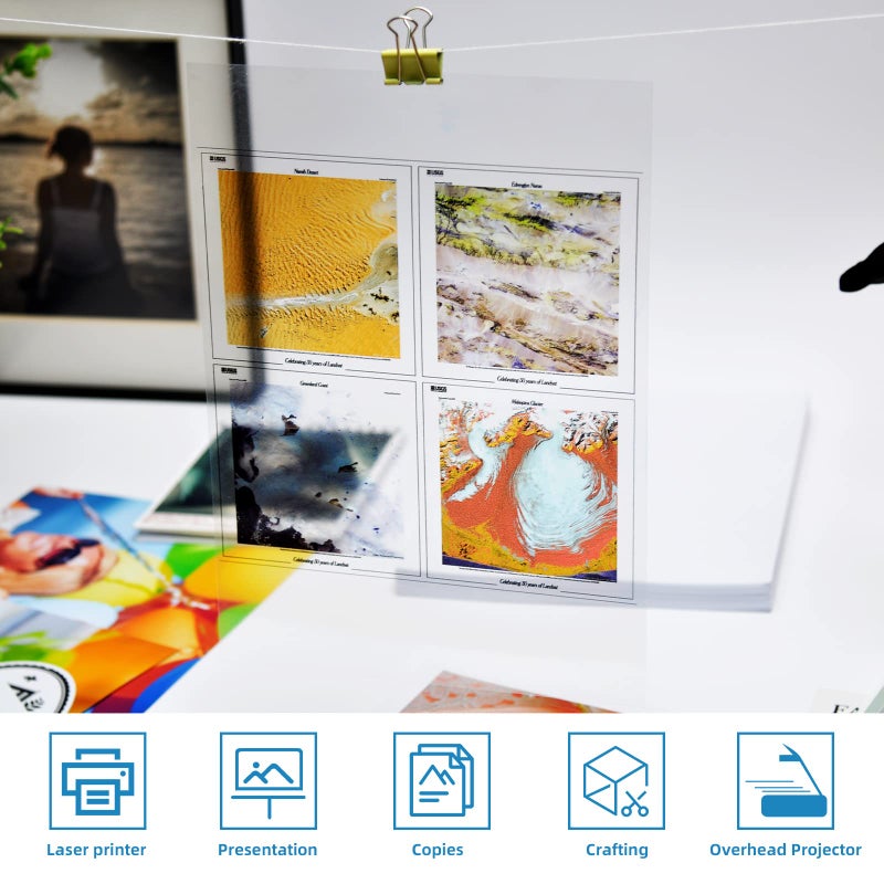 Uinkit Inkjet Transparency Film 8.5x11 200Sheets OHP Overhead Projector Film for DIY Crafting 100% Clear Transparency Paper For Inkjet Printer (200, 8.5x11) - Image 4